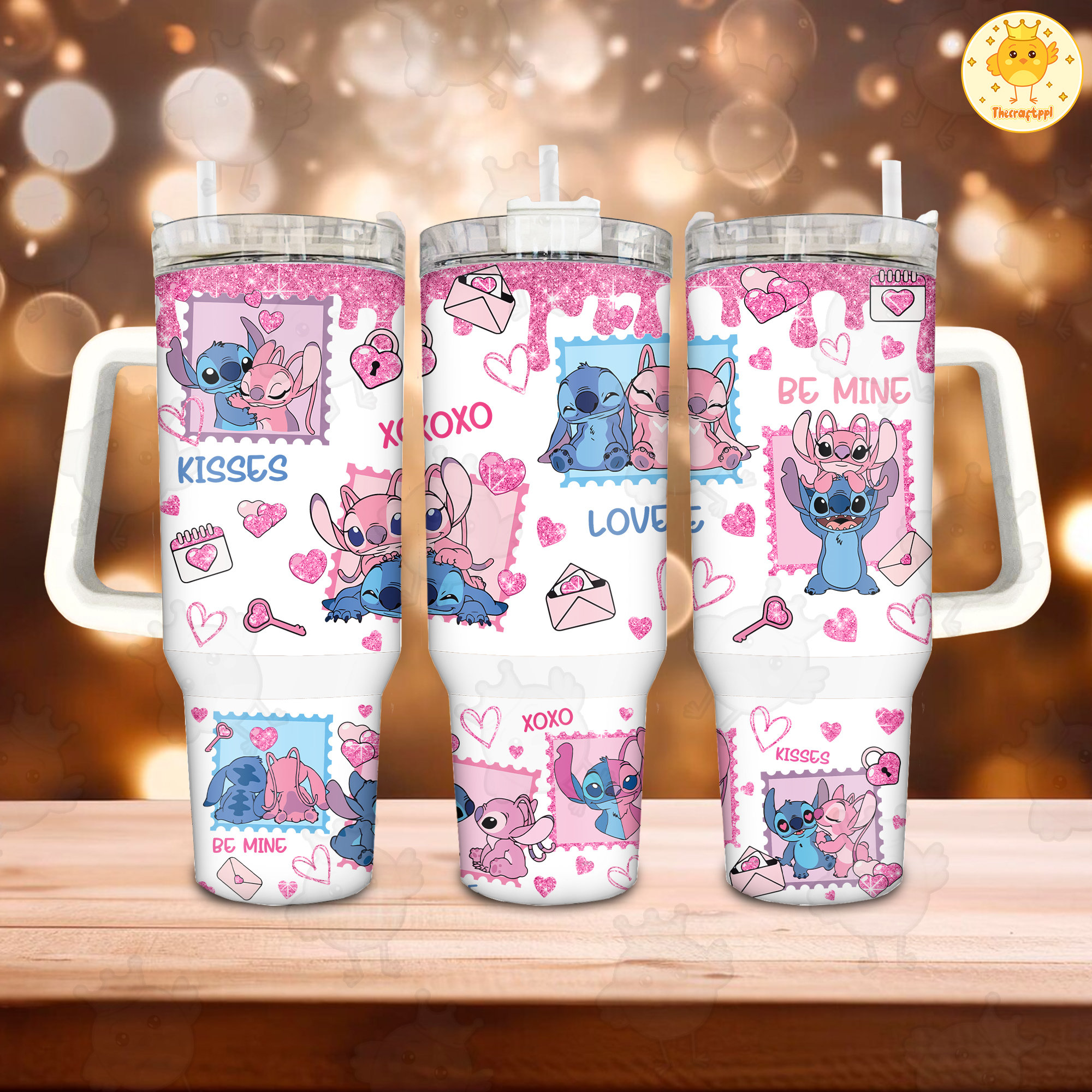 Valentine Stitch Disney Cartoon Custom Stanley Cup 40 oz 30 oz Tumbler With HandleTVC2301890