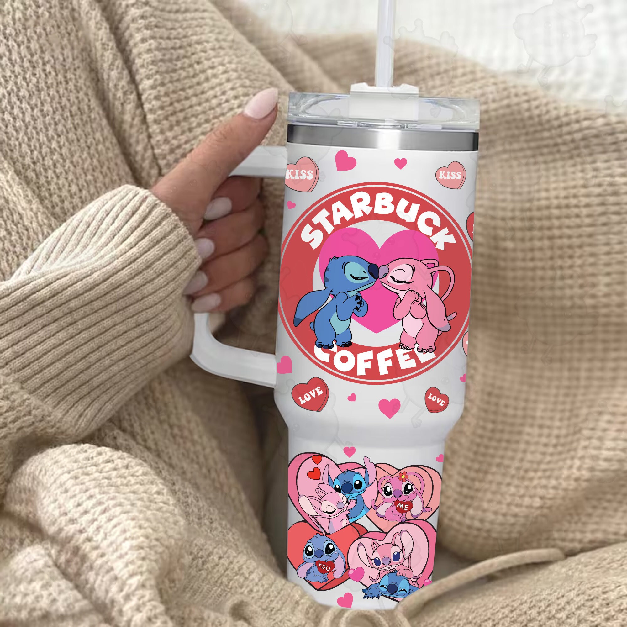 Valentine Stitch Disney Cartoon Custom Stanley Cup 40 oz 30 oz Tumbler With HandleTVC2301891 - Image 2