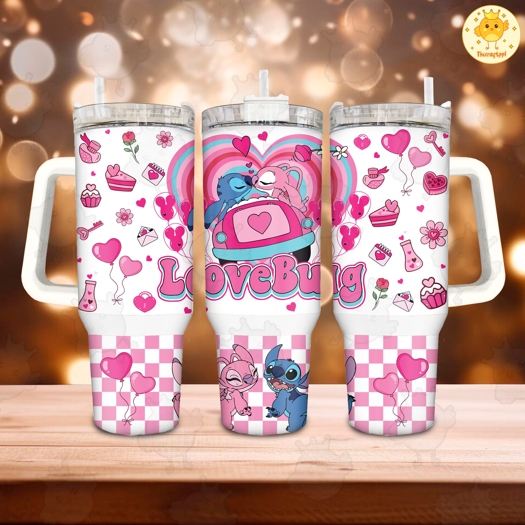 Valentine Stitch Disney Cartoon Custom Stanley Cup 40 oz 30 oz Tumbler With HandleTVC2301891