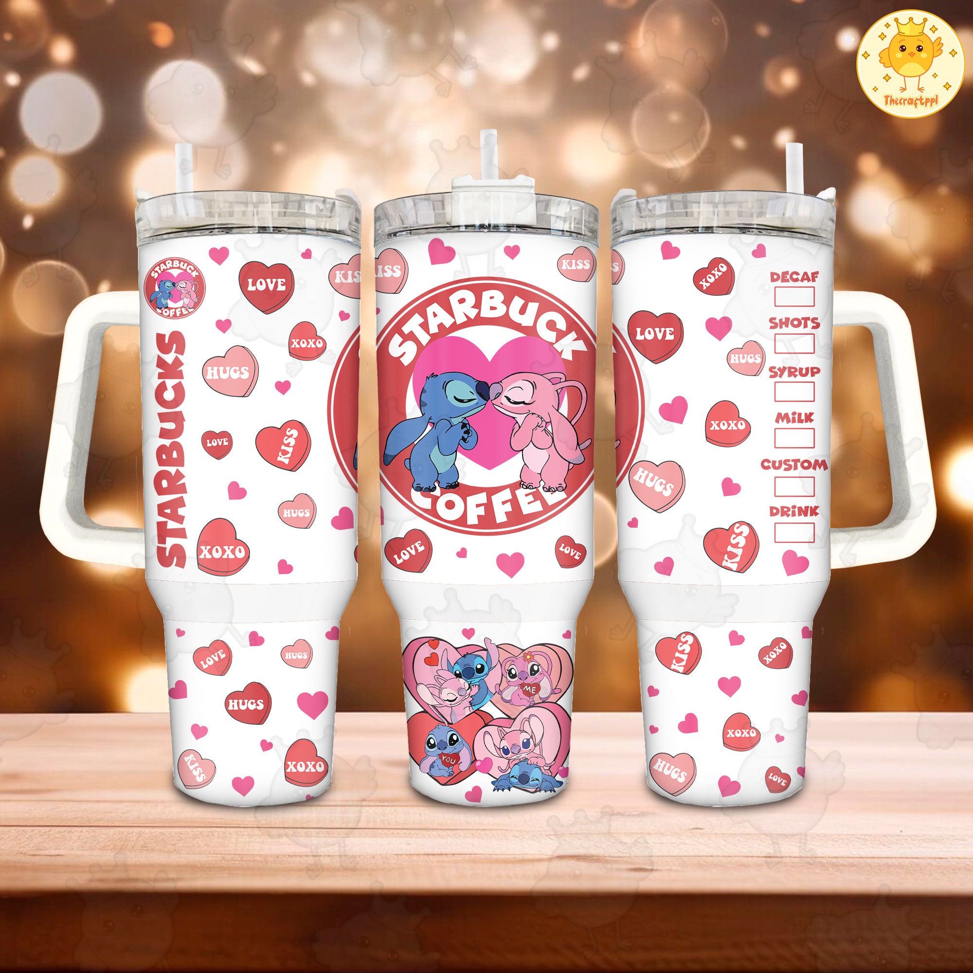 Valentine Stitch Disney Cartoon Custom Stanley Cup 40 oz 30 oz Tumbler With HandleTVC2301891