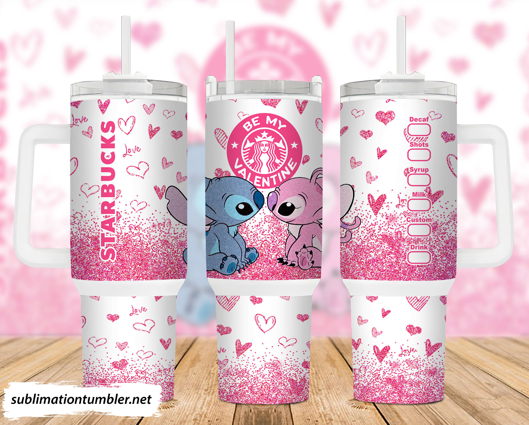 Valentine Stitch Disney Cartoon Custom Stanley Cup 40 oz 30 oz Tumbler With HandleTVC2301903