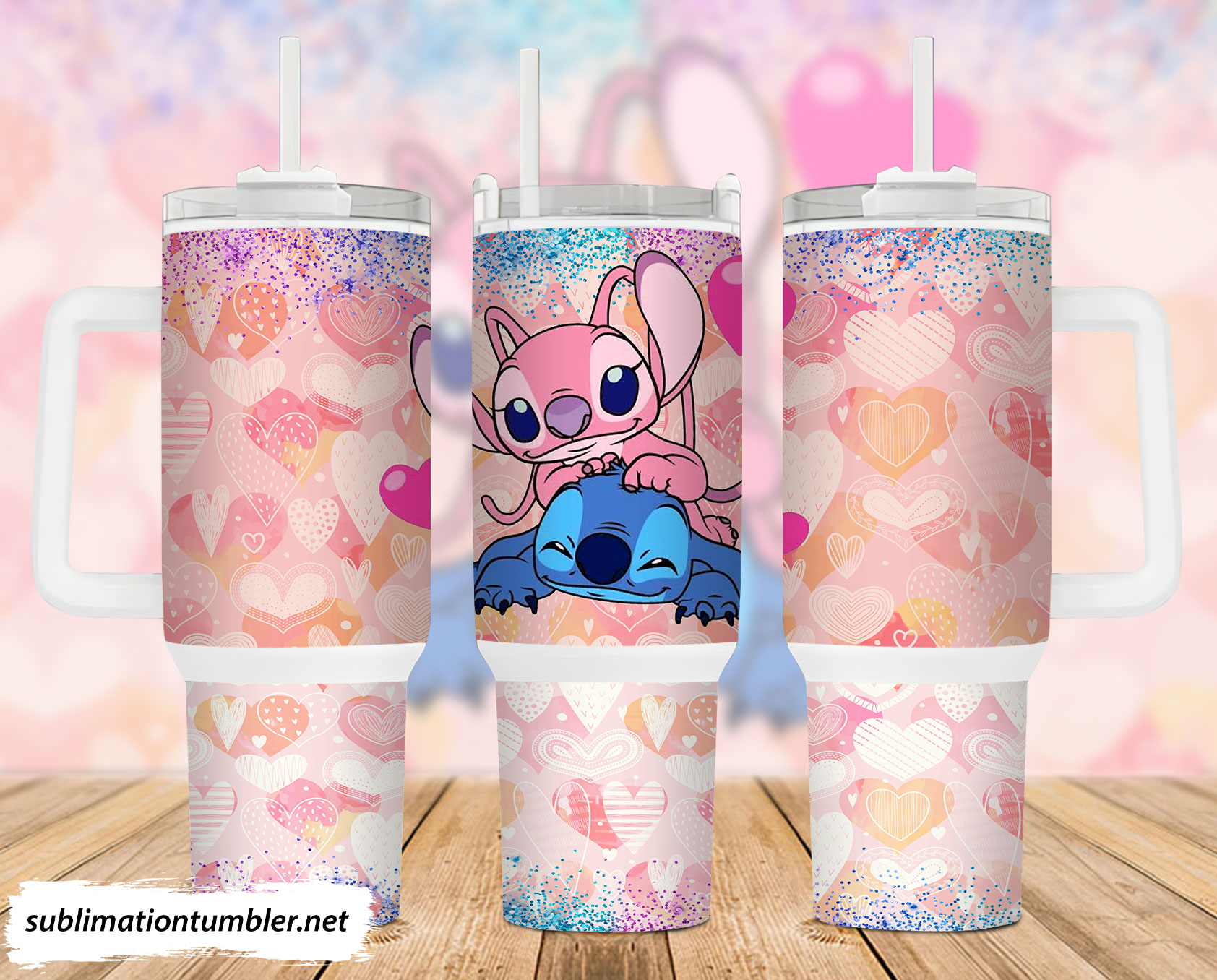 Valentine Stitch Disney Cartoon Custom Stanley Cup 40 oz 30 oz Tumbler With HandleTVC2301903