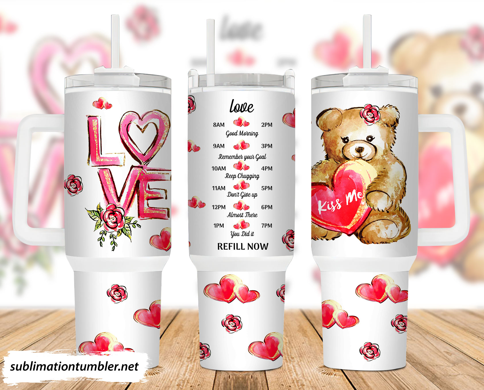 Valentines Day Teddy Bear Custom Stanley Cup 40 oz 30 oz Tumbler With HandleTVC2301903