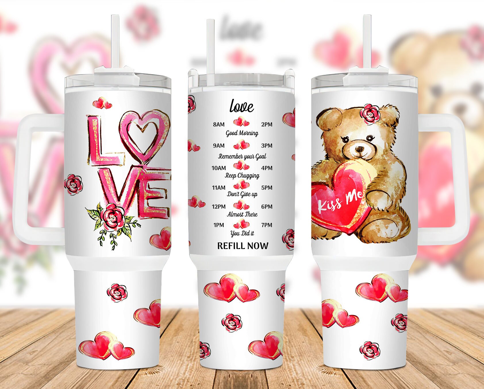 Valentines Teddy Bear Custom Stanley Cup 40 oz 30 oz Tumbler With HandleTVC2301887