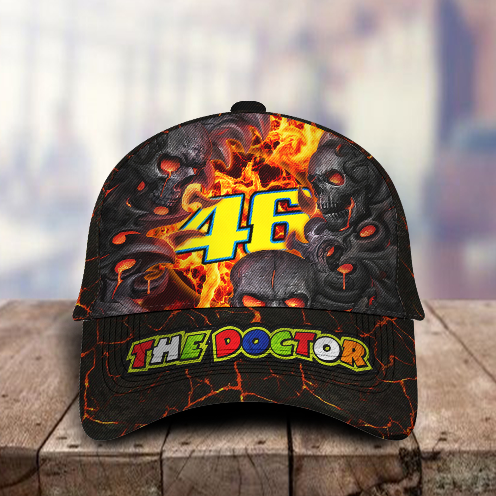 Valentino Rossi 46 3D Classic Cap Skull Fire Car Motor Brand Hats Trucker Hats Custom Hats Gifts For Men & Women
