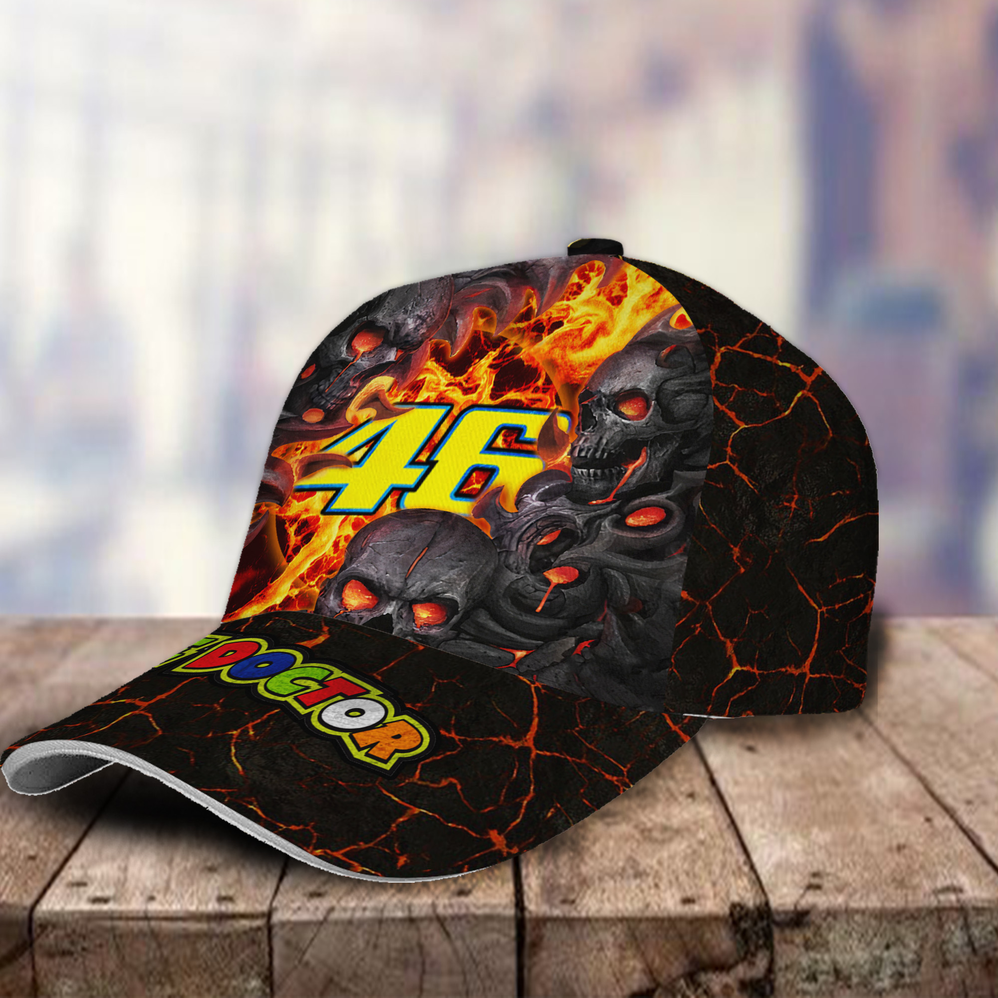 Valentino Rossi 46 3D Classic Cap Skull Fire Car Motor Brand Hats Trucker Hats Custom Hats Gifts For Men & Women