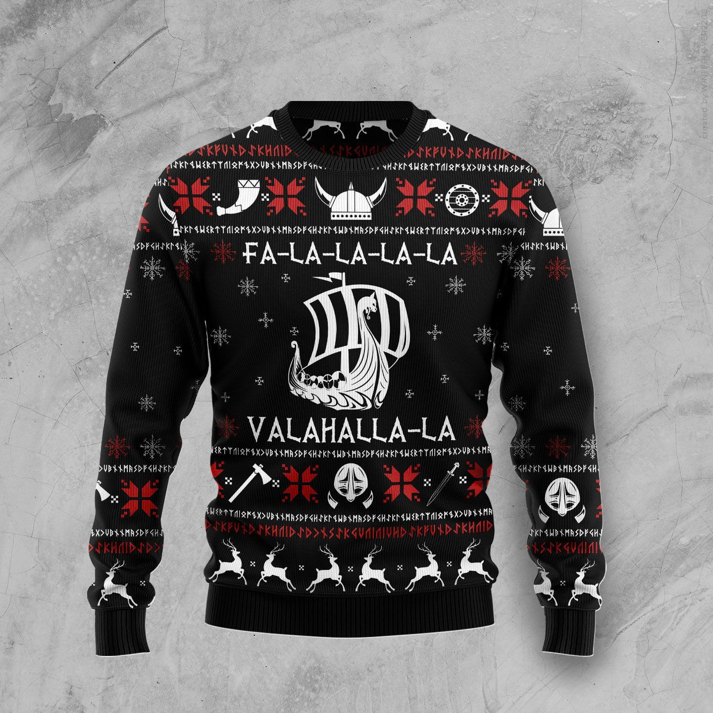 Valhalla Viking For Unisex Ugly Christmas Sweater Adult 3D Funny Matching for family