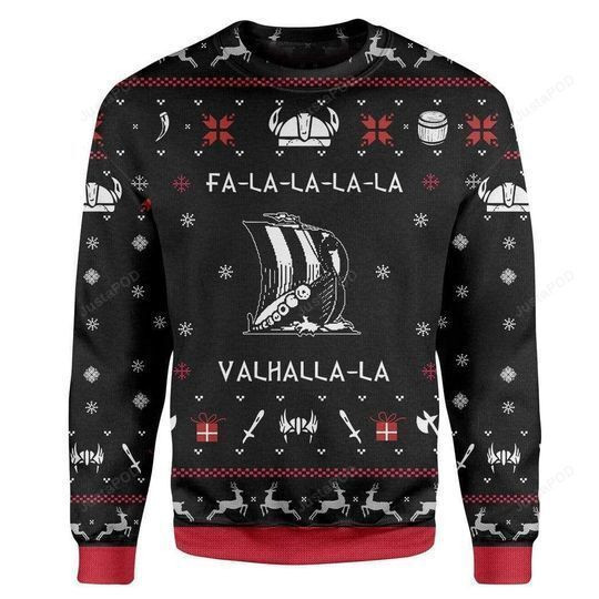 Valhalla Viking Ugly Christmas Sweater Adult 3D Funny Matching for family