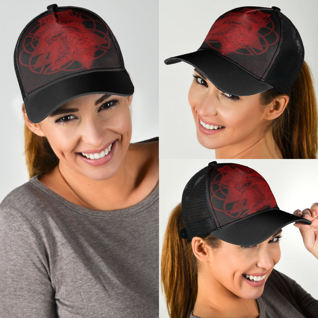 Valknut Raven Red Viking Homeset Mesh Back Cap Trucker Hats Custom Hats Gifts For Men & Women