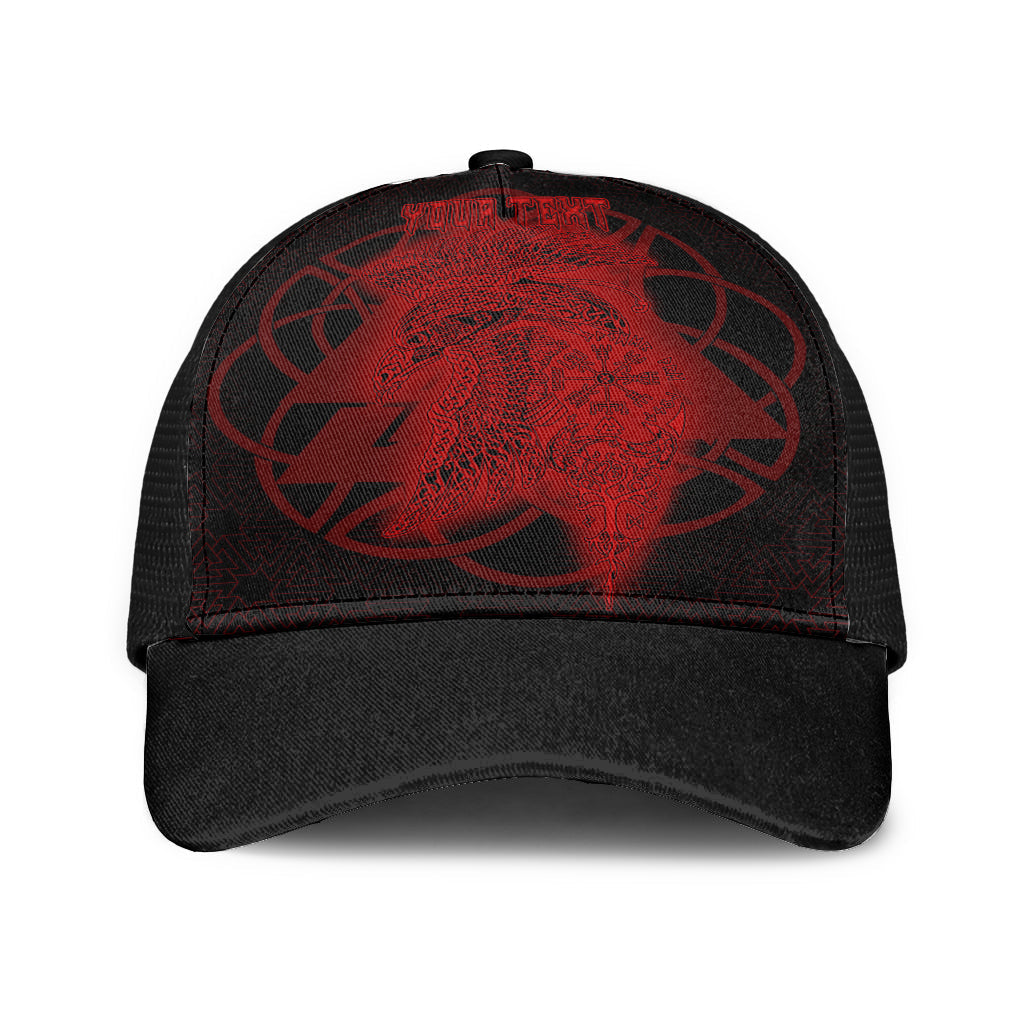 Valknut Raven Red Viking Homeset Mesh Back Cap Trucker Hats Custom Hats Gifts For Men & Women