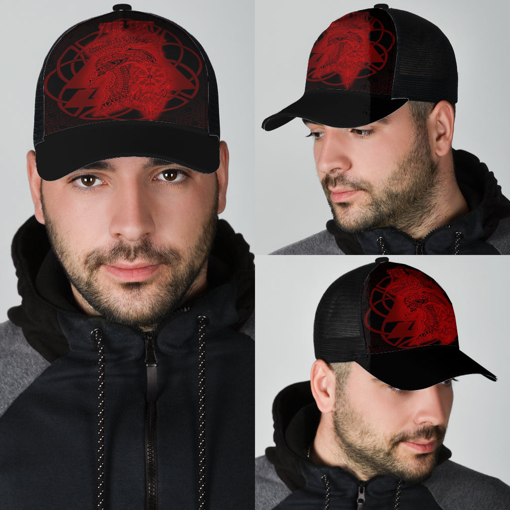 Valknut Raven Red Viking Homeset Mesh Back Cap Trucker Hats Custom Hats Gifts For Men & Women