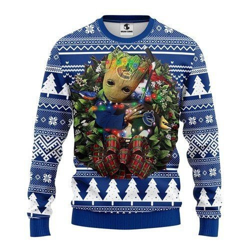 Vancouver Canucks Groot Hug Ugly Christmas Sweater Adult 3D Funny Matching for family