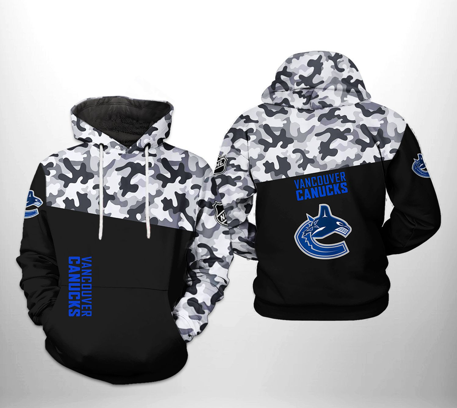 Vancouver Canucks NHL Camo Veteran 3D All Over Print Hoodie, Zip Hoodie