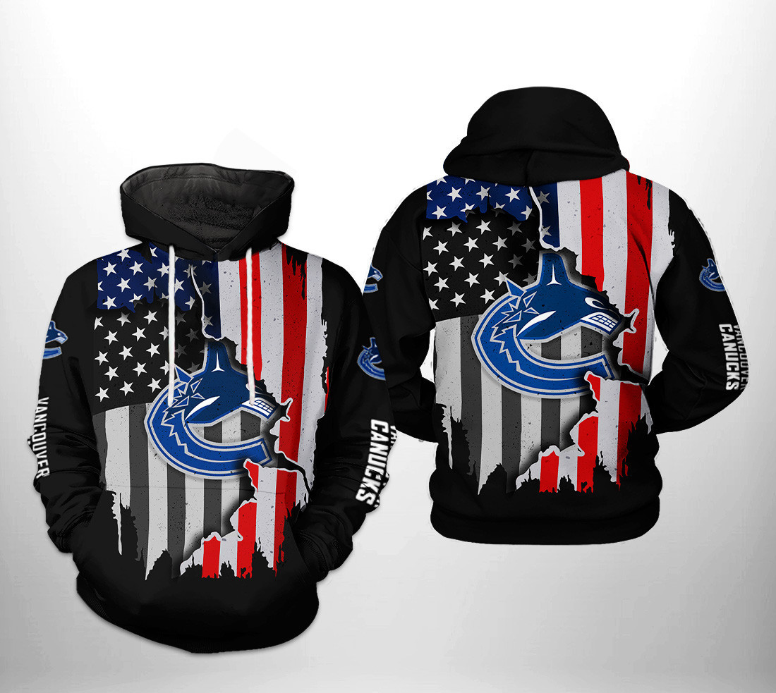 Vancouver Canucks NHL US FLag Team 3D All Over Print Hoodie, Zip Hoodie
