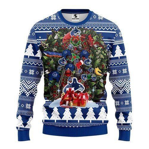 Vancouver Canucks Tree For Unisex Ugly Christmas Sweater Adult 3D Funny Matching for family