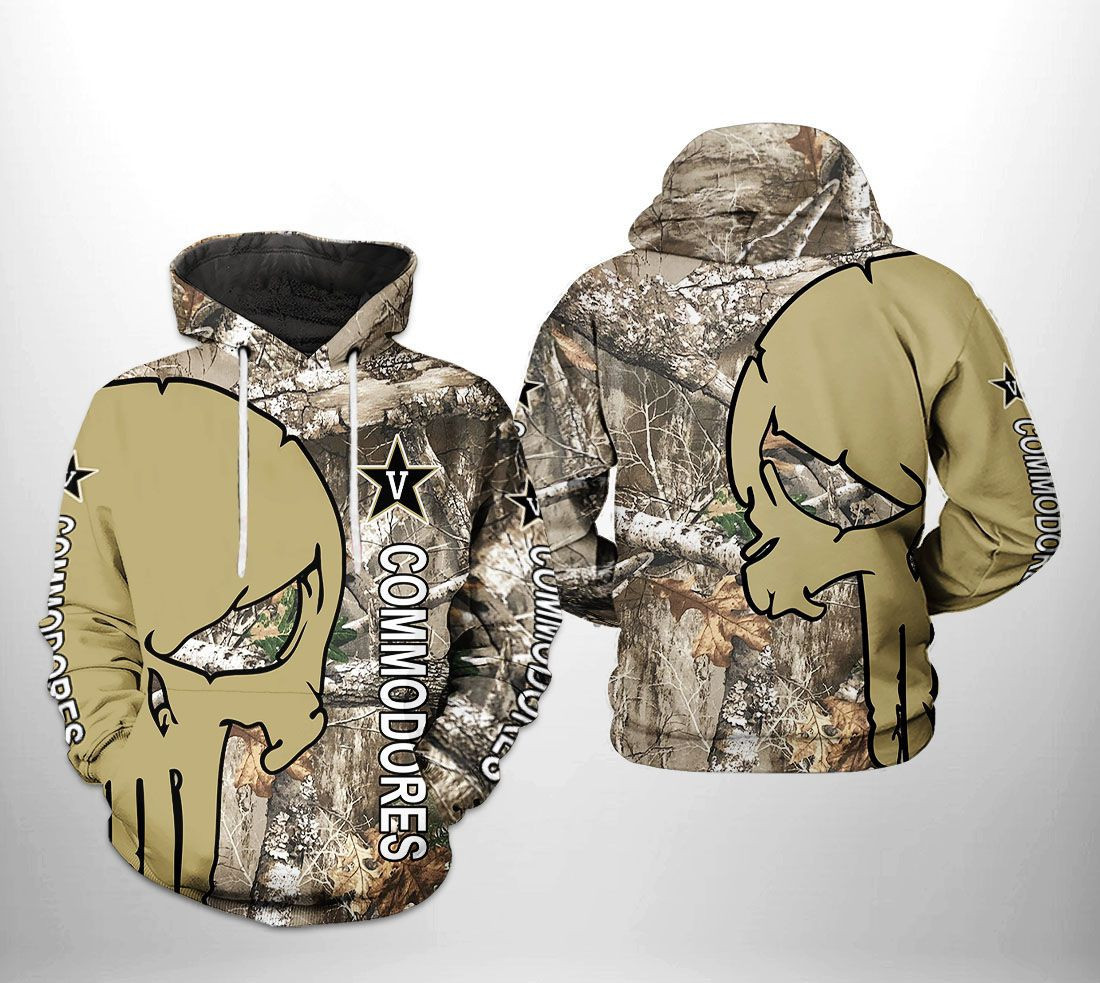 Vanderbilt Commodores NCAA Camo Veteran Hunting 3D All Over Print Hoodie, Zip Hoodie