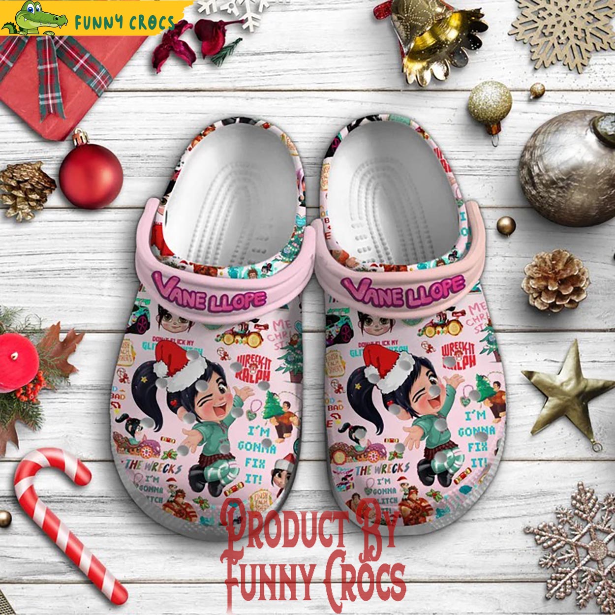 Vanellope Cartoon Christmas Crocs Crocband Clogs Shoes Comfortable For Men Women and Kids