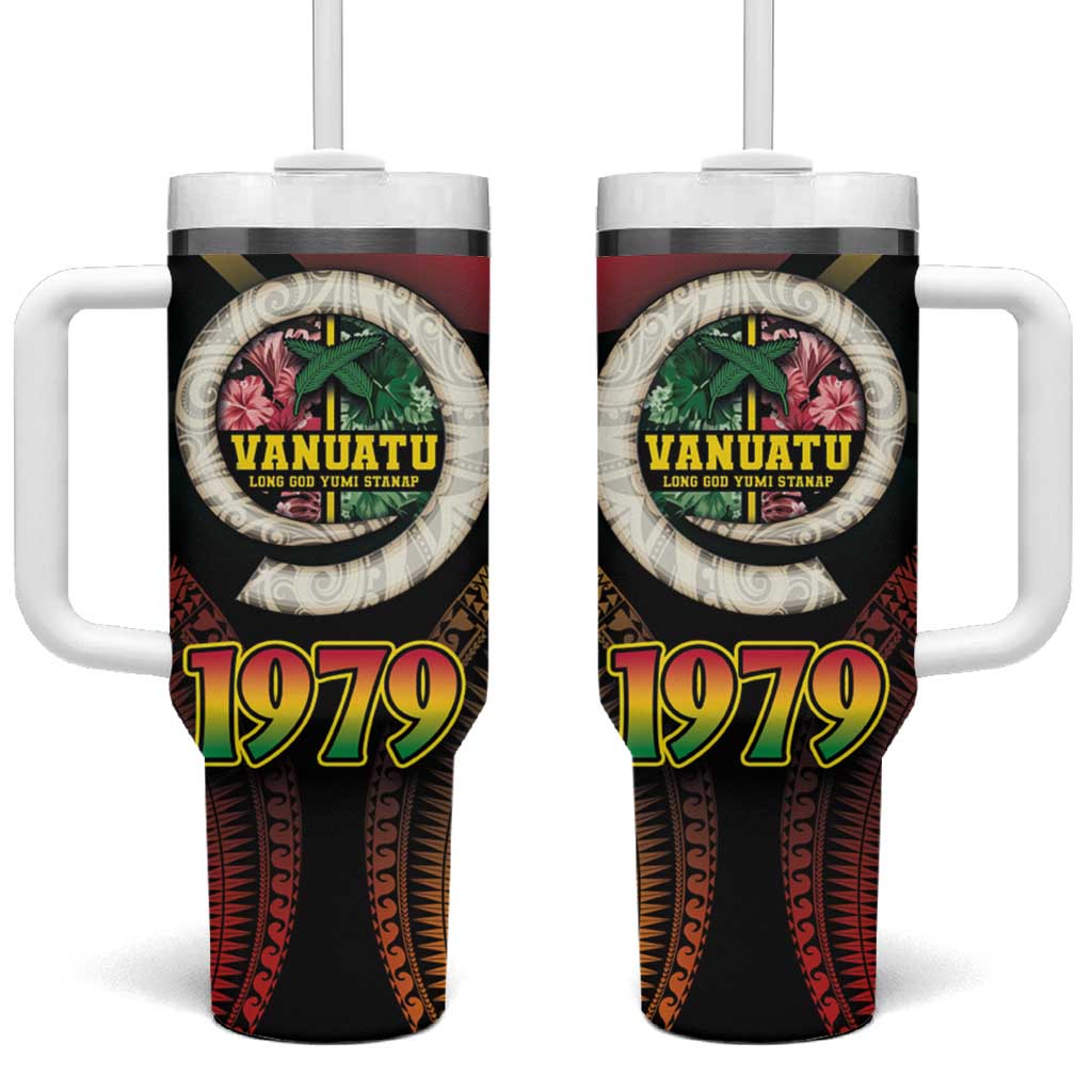 Vanuatu Constitution Day Polynesian Tattoo and Pig Tusk Since 1979 Custom Stanley Cup 40 oz 30 oz Tumbler With HandleTVC2301357