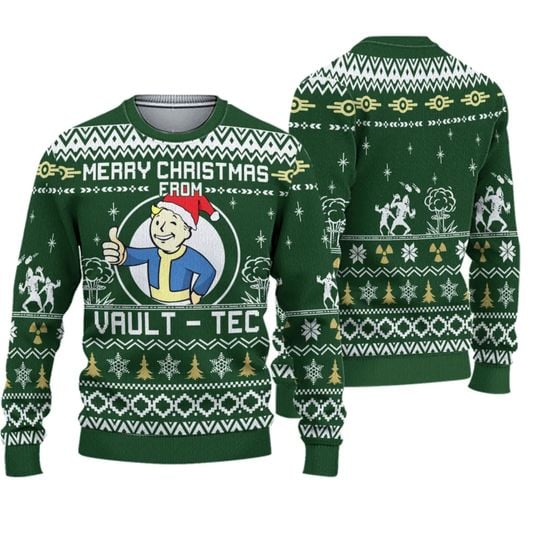 Vault Tec Falllout Ugly Christmas Sweater, Christmas Sweater, Ugly Knitted Sweater - Image 2