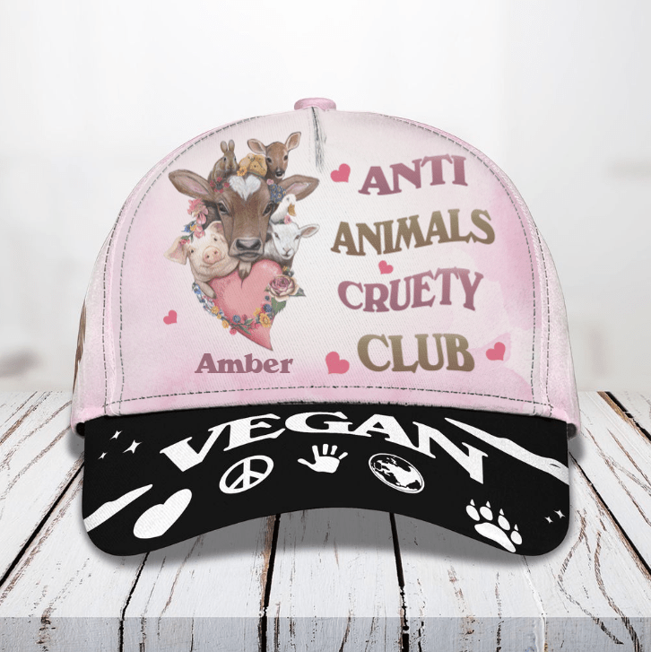 Vegan Cap, Personalized Vegan 3D Cap for Men, Women, Custom Name Hat for Mom, Vegans Trucker Hats Custom Hats Gifts For Men & Women