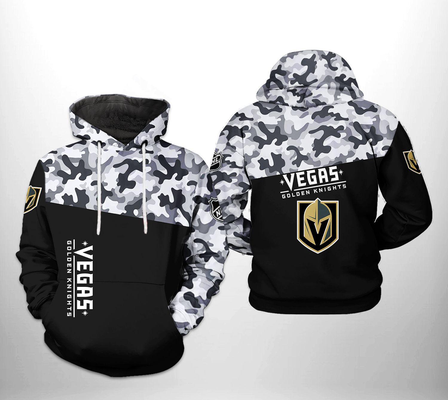 Vegas Golden Knights NHL Camo Veteran 3D All Over Print Hoodie, Zip Hoodie