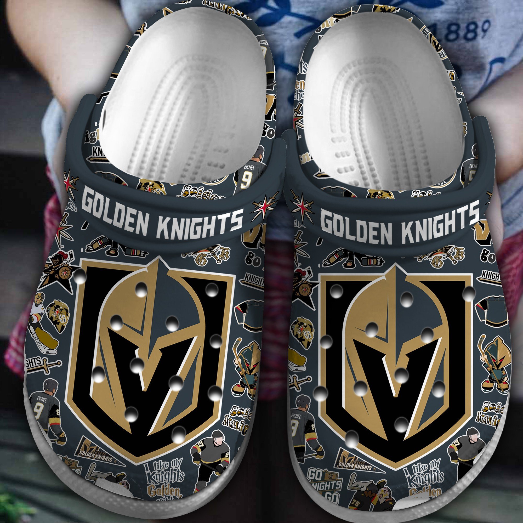 Vegas Golden Knights NHL Ice hockey Sport Crocs Crocband Clogs Shoes Comfortable For Men Women and Kids
