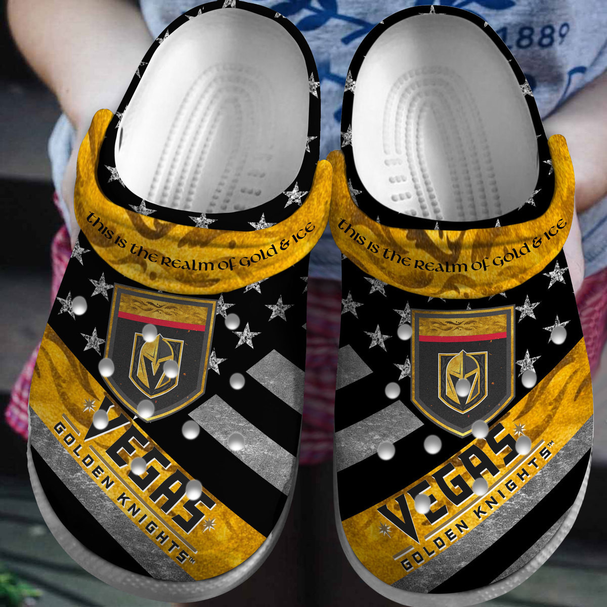 Vegas Golden Knights NHL Sport Crocs Crocband Clogs Shoes Comfortable For Men Women and Kids