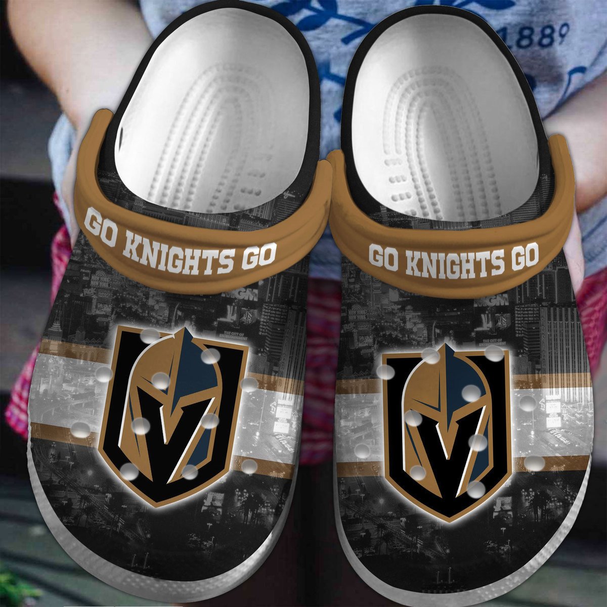 Vegas Golden Knights NHL Sport Crocs Crocband Clogs Shoes Comfortable For Men Women and Kids