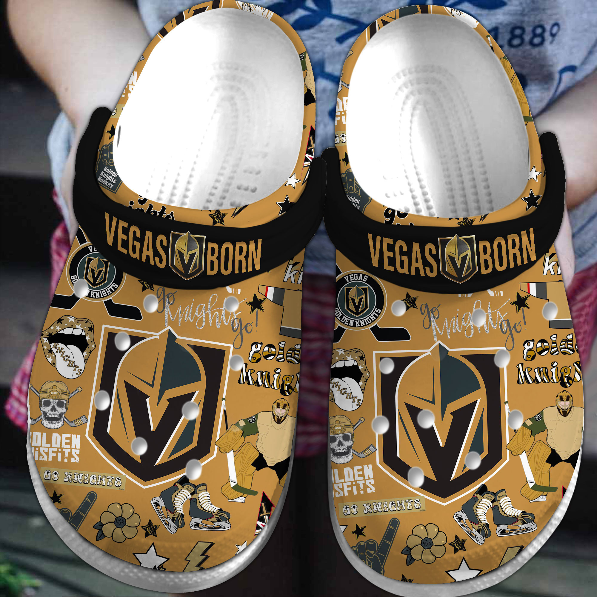 Vegas Golden Knights NHL Sport Crocs Crocband Clogs Shoes Comfortable For Men Women and Kids