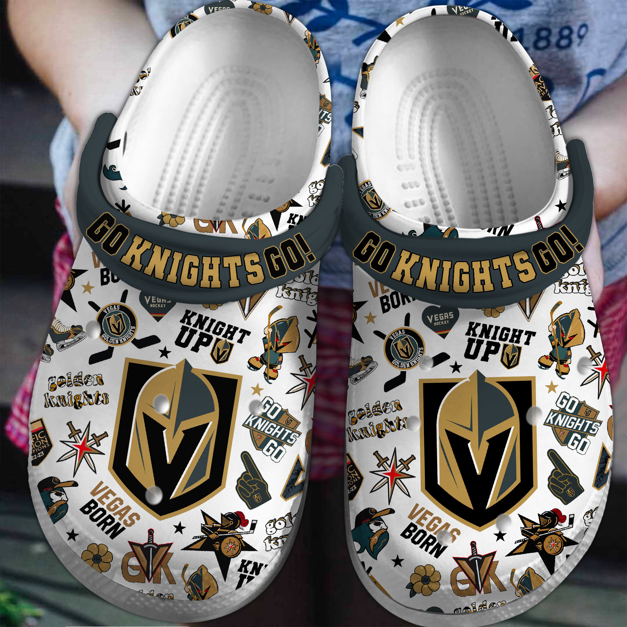 Vegas Golden Knights NHL Sport Crocs Crocband Clogs Shoes Comfortable For Men Women and Kids