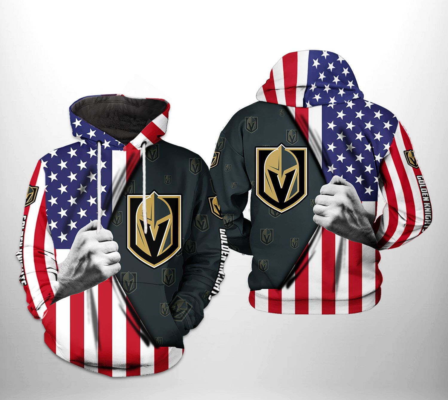 Vegas Golden Knights NHL US FLag 3D All Over Print Hoodie, Zip Hoodie