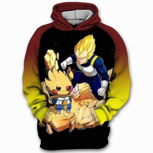 Vegeta Pikachu Pokemon Dragon Ball Z 3D All Over Print Hoodie, Zip Hoodie