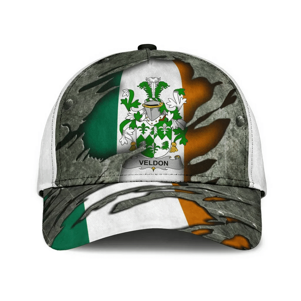 Veldon Coat Of Arms - Irish Family Crest Hat Classic Cap 3D Trucker Hats Custom Hats Gifts For Men & Women