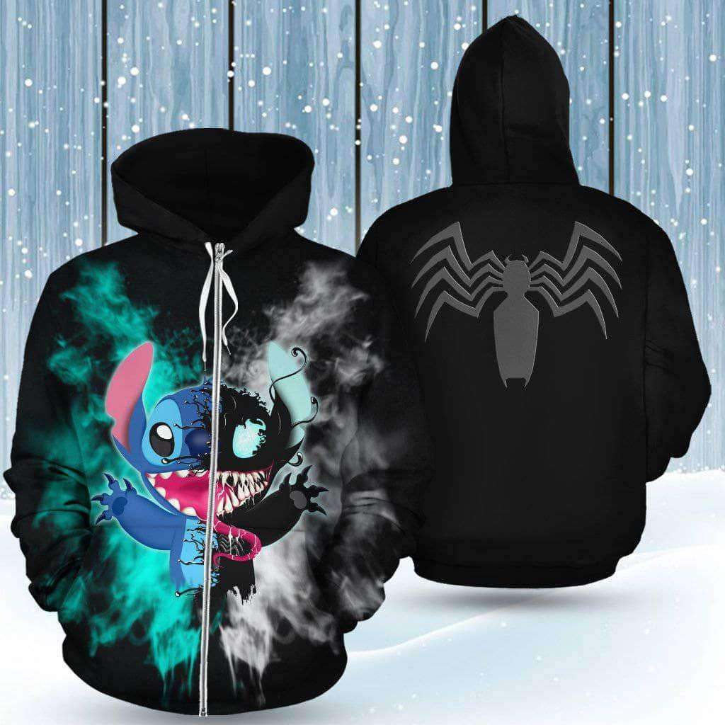 Venom Stitch 3D All Over Print Hoodie, Zip Hoodie