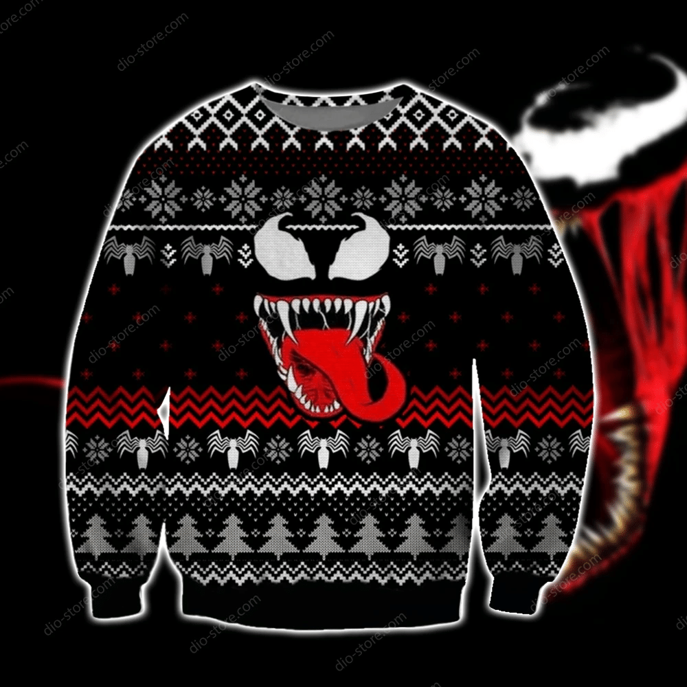 Venom Ugly Christmas Sweater Adult 3D Funny Matching for family