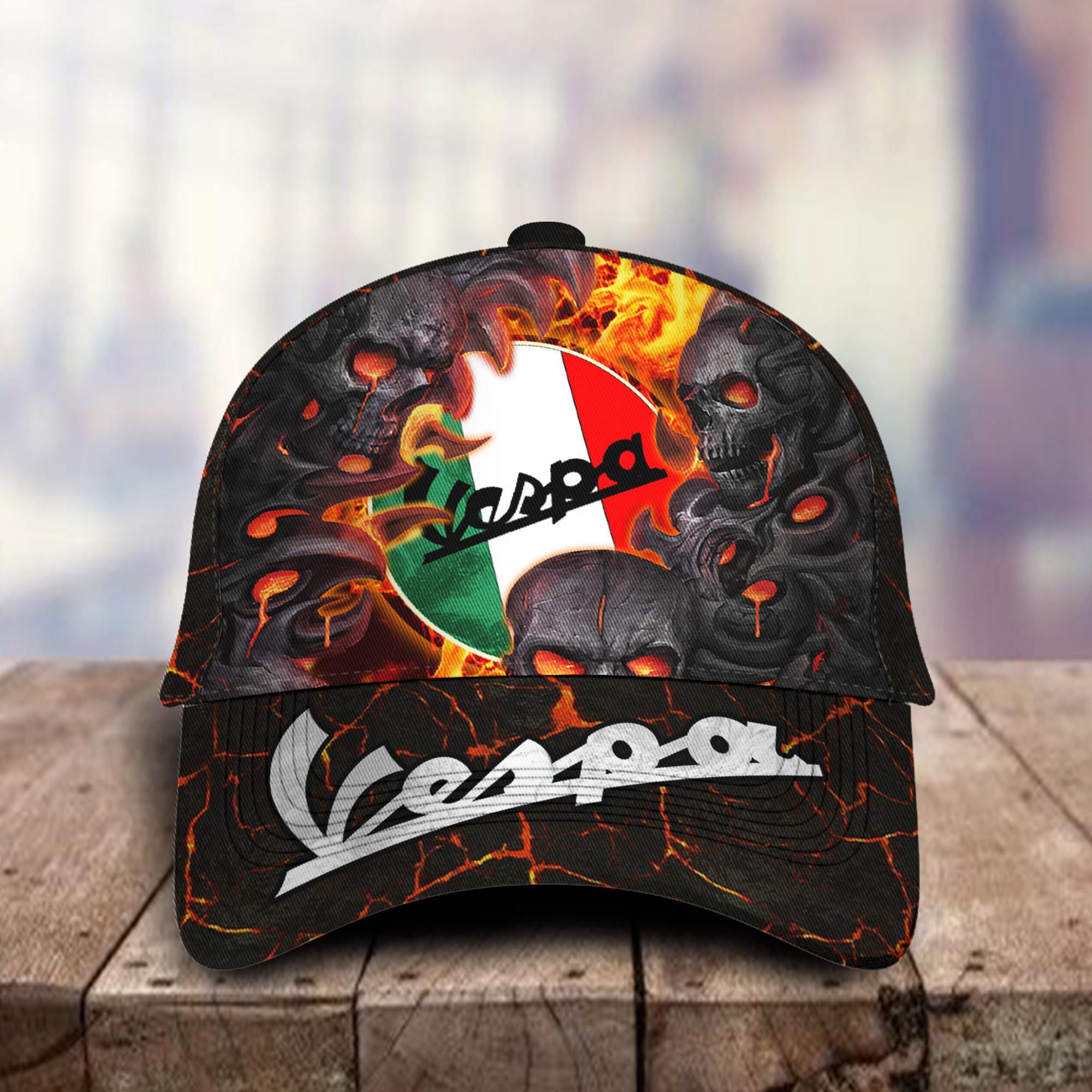 Vespa 3D Classic Cap Skull Fire Car Motor Brand Hats Trucker Hats Custom Hats Gifts For Men & Women
