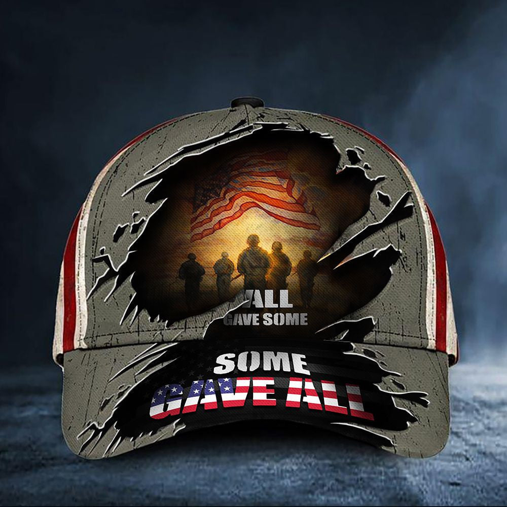 Veteran American Flag Hat Proud US Military All Gave Some Some Gave All American Flag Soldiers Hat Patriotic Honor Veterans Day Hat Classic Cap Trucker Hats Custom Hats Gifts For Men & Women