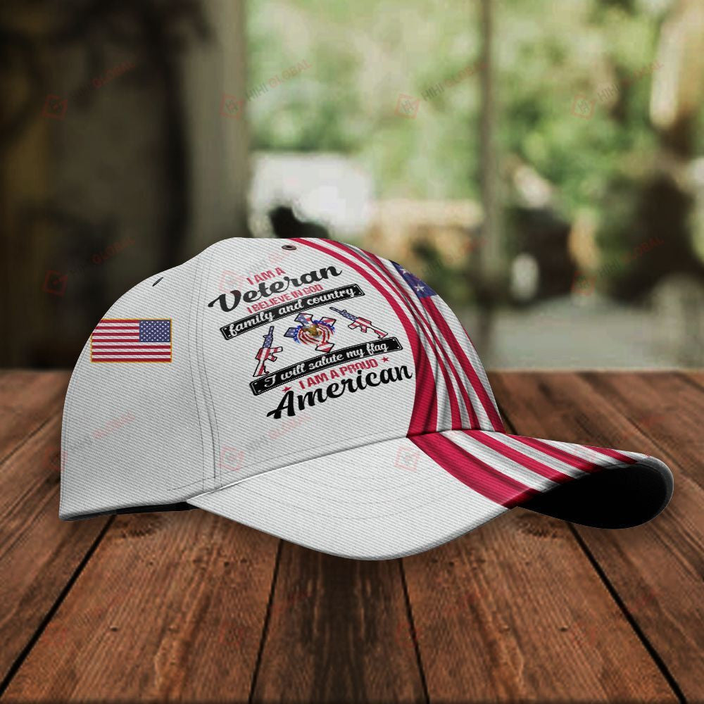 Veteran American Flag Hat Proud US Military I am A Veteran Hat Classic Cap Trucker Hats Custom Hats Gifts For Men & Women