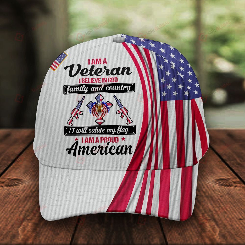 Veteran American Flag Hat Proud US Military I am A Veteran Hat Classic Cap Trucker Hats Custom Hats Gifts For Men & Women