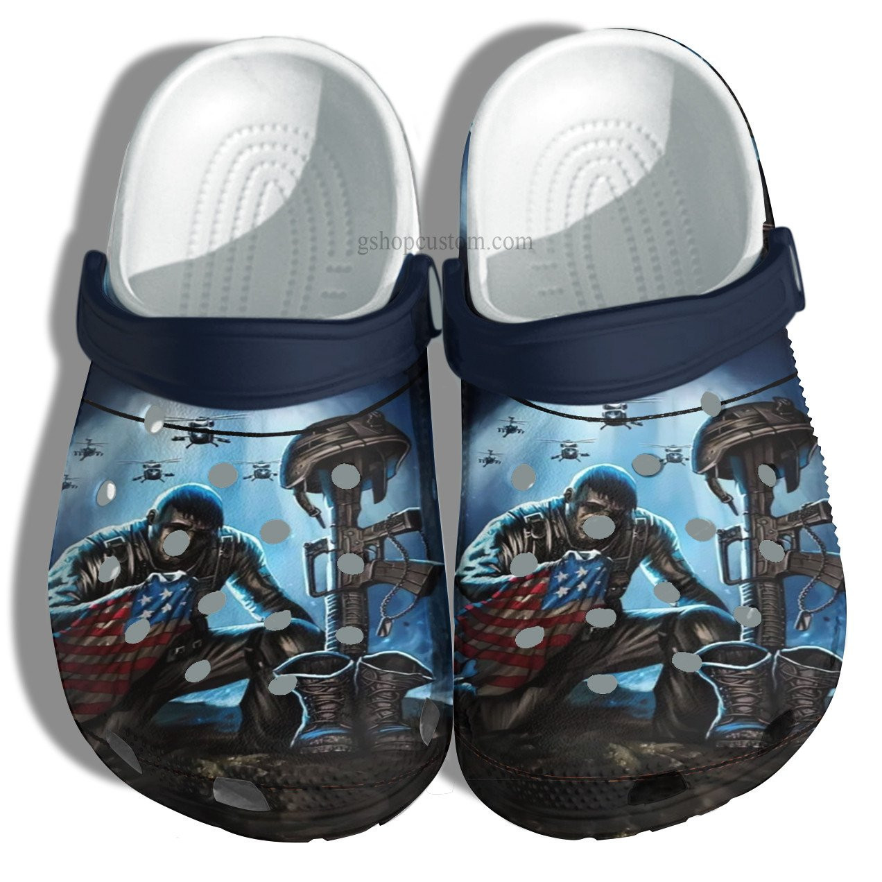 Veteran Army Usa Flag Soldier Shoes - Soldier Army Helicopter Shoes Croc Clogs