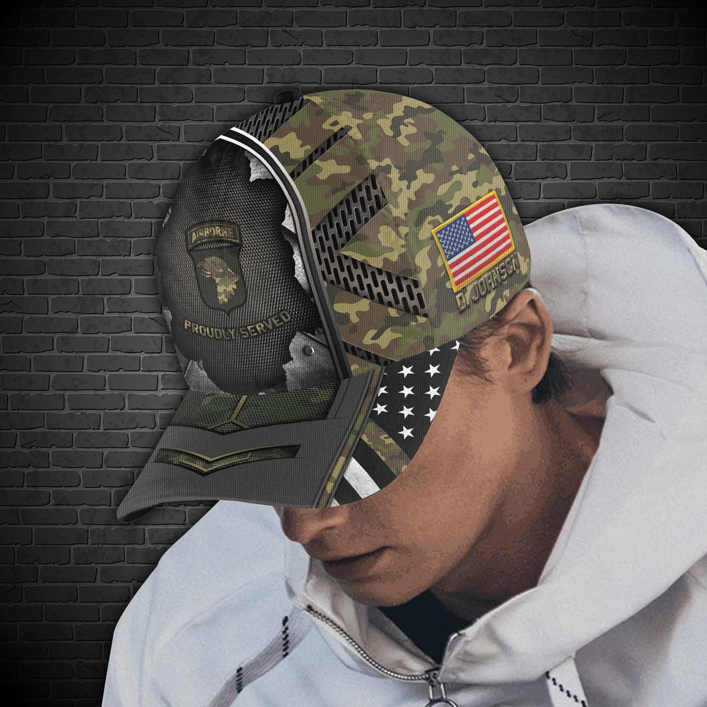 Veteran Cap, 101st Airborne Division Custom Cap, Military Camo Cap, Custom Gifts For Veteran Trucker Hats Custom Hats Gifts For Men & Women
