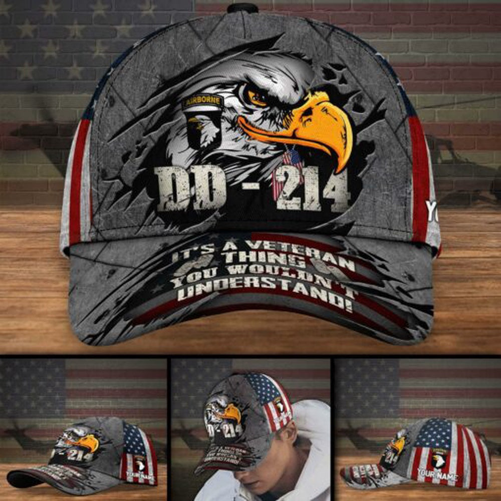 Veteran Cap, 101st Airborne Division DD 214 It's A Veteran Thing, You Wouldn't Understand Veteran Militarty Hat Cap Trucker Hats Custom Hats Gifts For Men & Women