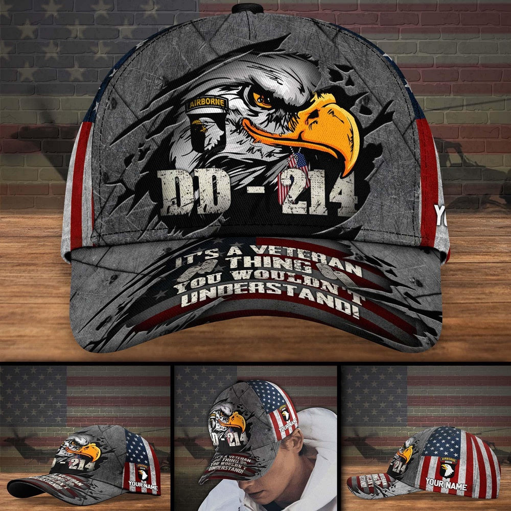 Veteran Cap, 101st Airborne Division DD 214 It's A Veteran Thing, You Wouldn't Understand Veteran Militarty Hat Cap Trucker Hats Custom Hats Gifts For Men & Women