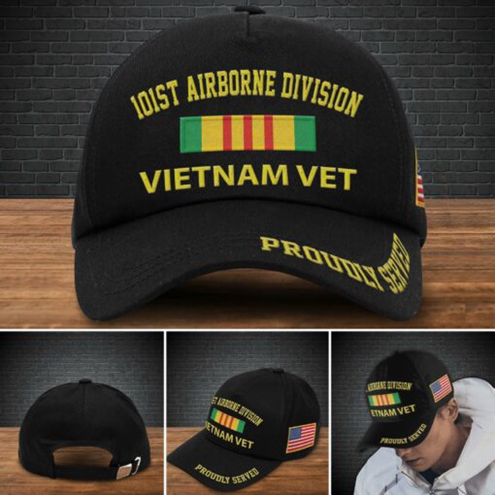 Veteran Cap, 101st Airborne Division Military Cap , Proudly Served Veteran Gifts, Vietnam Vet Trucker Hats Custom Hats Gifts For Men & Women