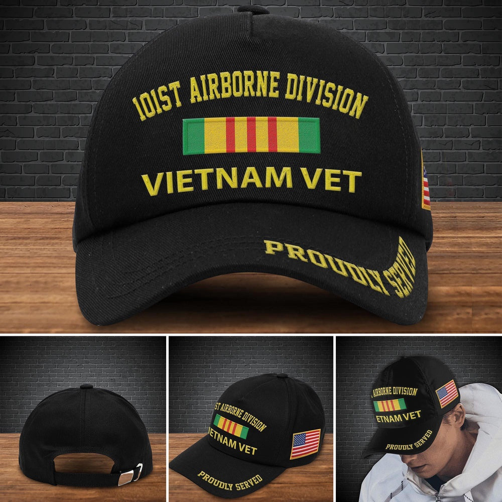 Veteran Cap, 101st Airborne Division Military Cap , Proudly Served Veteran Gifts, Vietnam Vet Trucker Hats Custom Hats Gifts For Men & Women