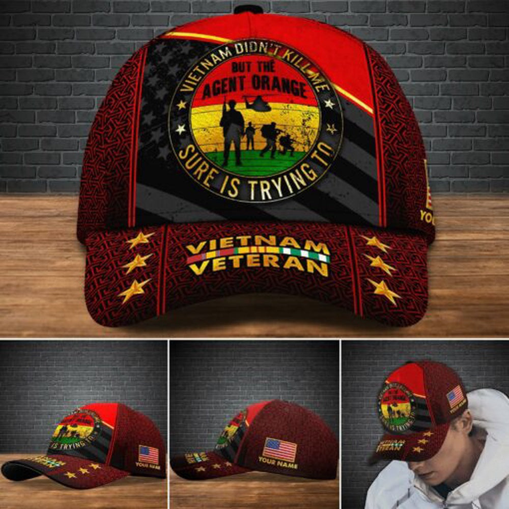 Veteran Cap, The Agent Orange Vietnam Veteran Cap Custom Cap Trucker Hats Custom Hats Gifts For Men & Women
