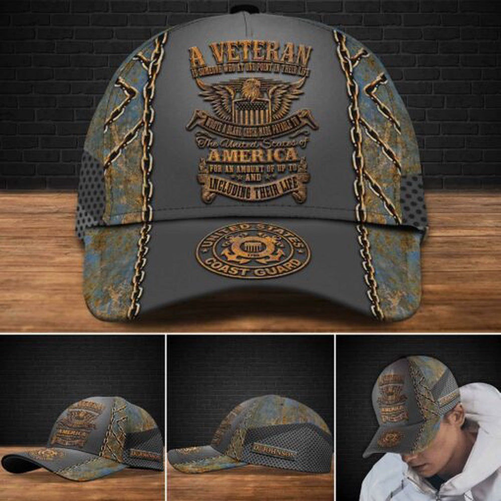 Veteran Cap, US Coast Guard A Veteran Is Someone Who At One Point In Their Life Veteran Cap Custom Cap Trucker Hats Custom Hats Gifts For Men & Women