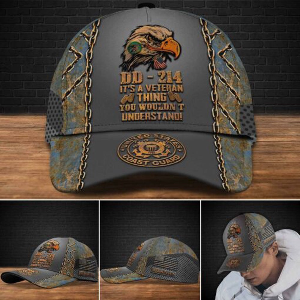 Veteran Cap, US Coast Guard DD-214 It's A Veteran Thing You Won't Understand Cap Custom Cap Trucker Hats Custom Hats Gifts For Men & Women