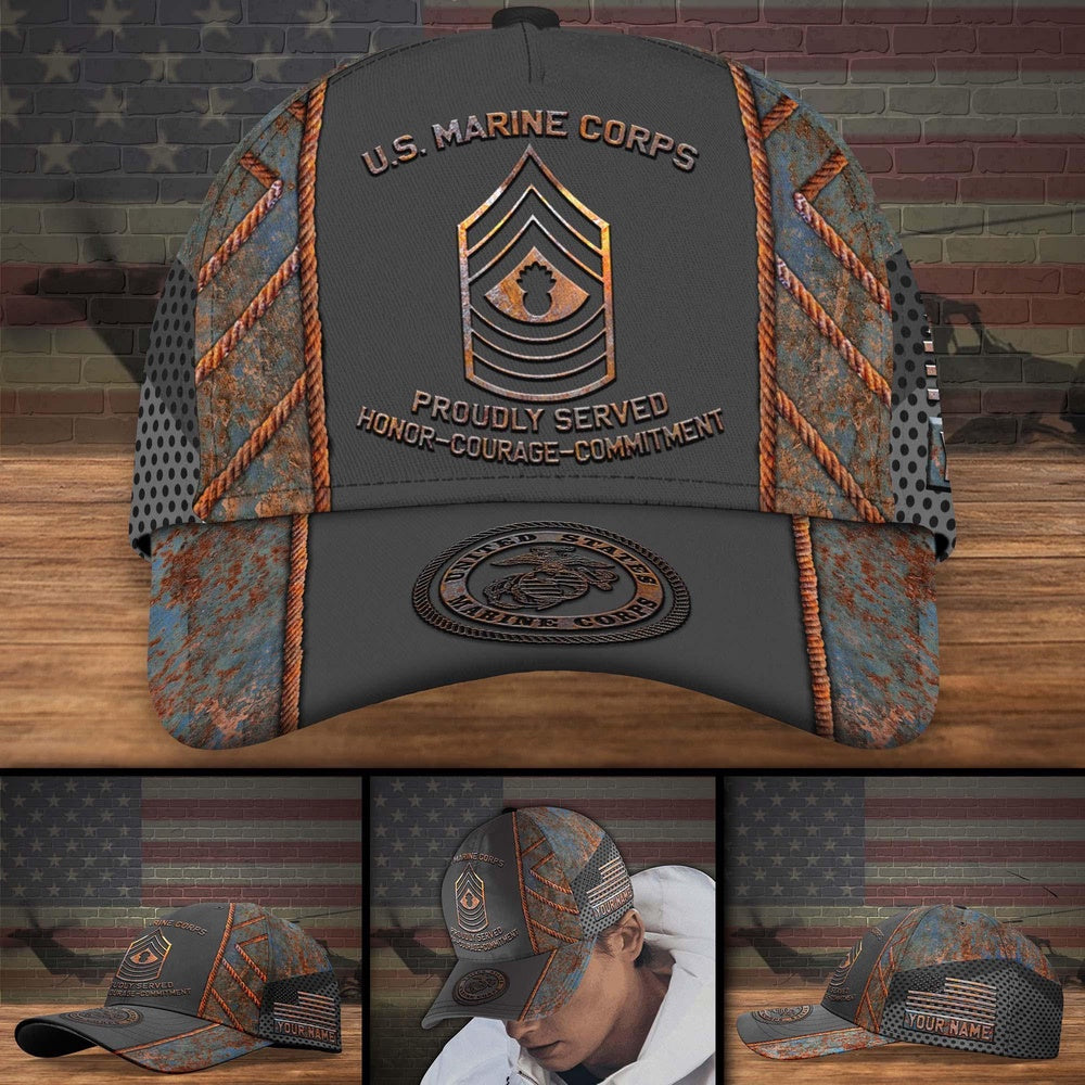 Veteran Cap, Us Marine Corps Military Veteran Ranks Cap, Custom Cap Trucker Hats Custom Hats Gifts For Men & Women