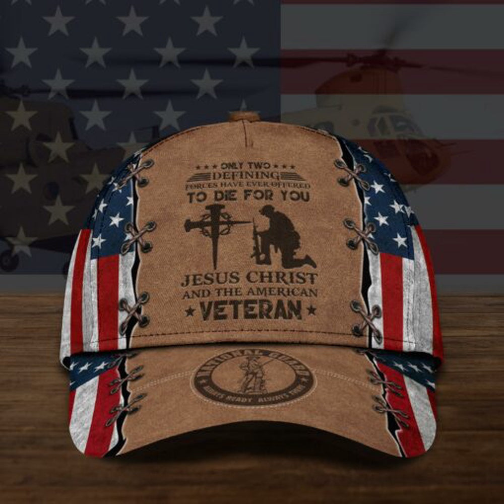 Veteran Cap, Us National Guard Jesus Christ And The American Veteran Baseball Cap Trucker Hats Custom Hats Gifts For Men & Women